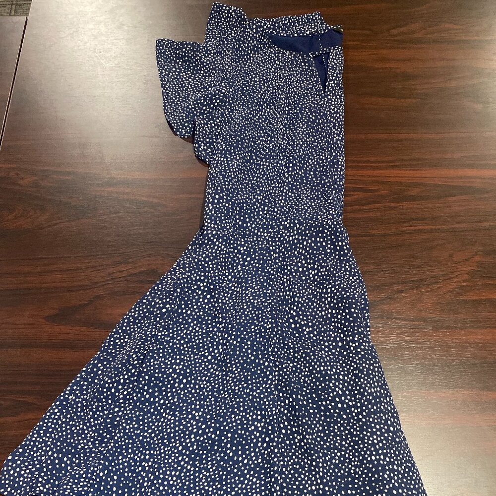 Blue with white polka dot womans Banana Republic dress size 12